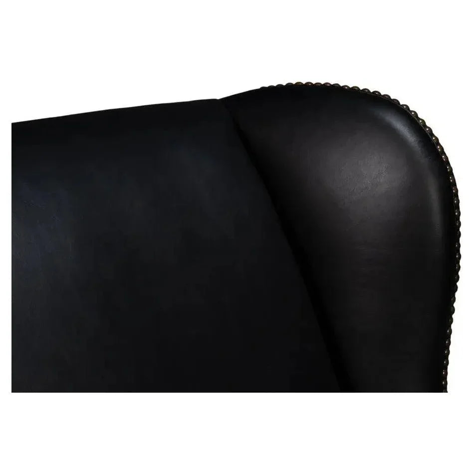 London Dry Leather Black Accent Arm Chair - LOOMLAN - Sarreid - Club Chairs