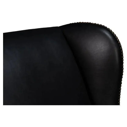 London Dry Leather Black Accent Arm Chair - LOOMLAN - Sarreid - Club Chairs