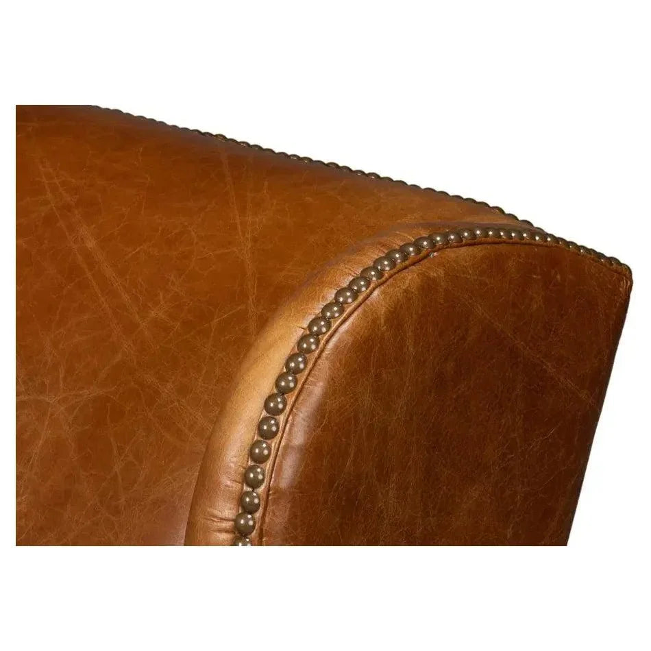 London Dry Leather Brown Accent Arm Chair - LOOMLAN - Sarreid - Club Chairs