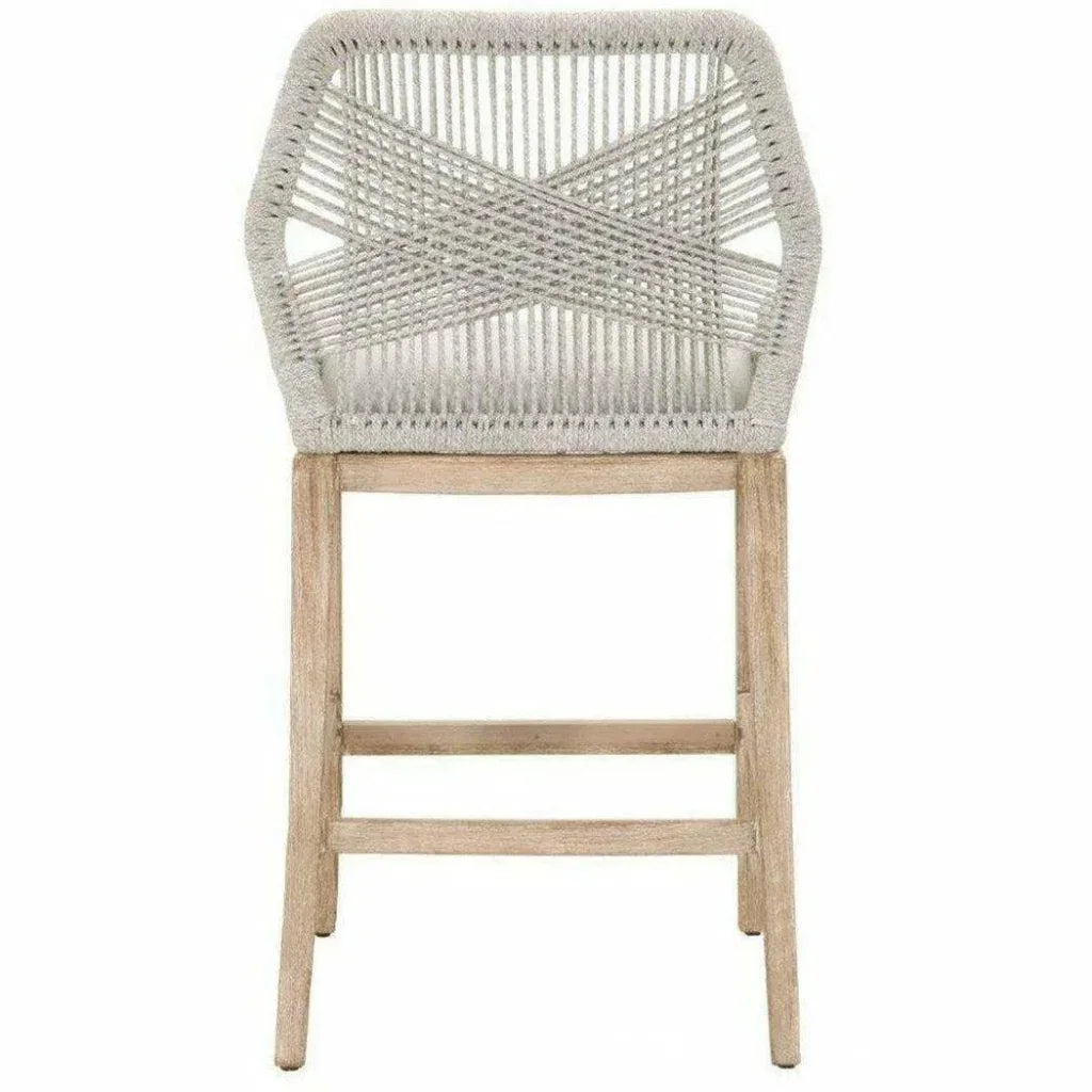Loom Barstool Taupe & White Flat Rope - LOOMLAN - Essentials For Living - Bar Stools