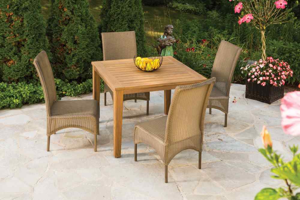 Loom High Back Armless Outdoor Dining Chair-Outdoor Dining Chairs-Lloyd Flanders-LOOMLAN