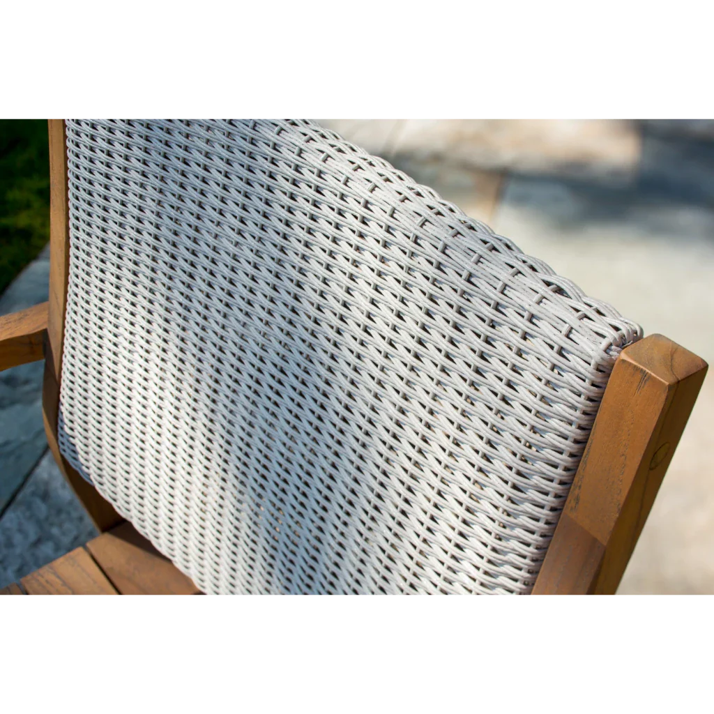 Loom Loom Back Teak Outdoor Dining Armchair-Outdoor Dining Chairs-Lloyd Flanders-LOOMLAN