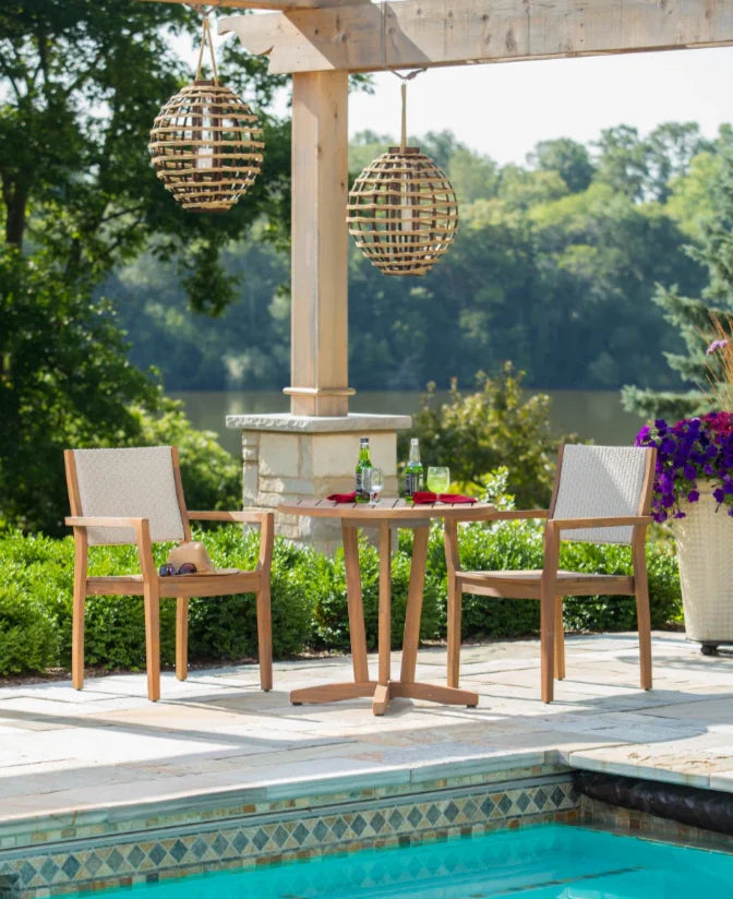 Loom Loom Back Teak Outdoor Dining Armchair-Outdoor Dining Chairs-Lloyd Flanders-LOOMLAN