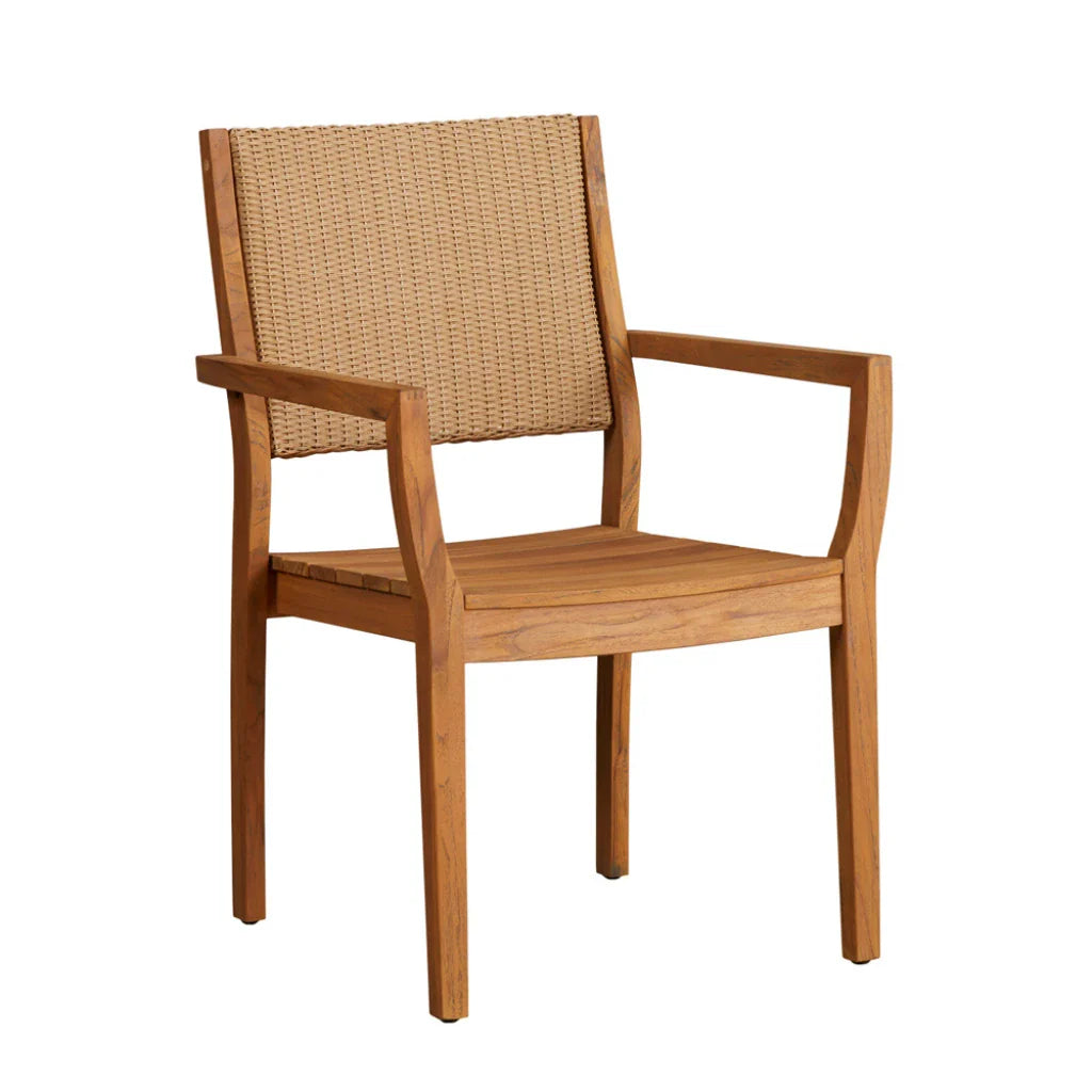 Loom Loom Back Teak Outdoor Dining Armchair-Outdoor Dining Chairs-Lloyd Flanders-LOOMLAN