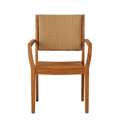 Loom Loom Back Teak Outdoor Dining Armchair-Outdoor Dining Chairs-Lloyd Flanders-LOOMLAN
