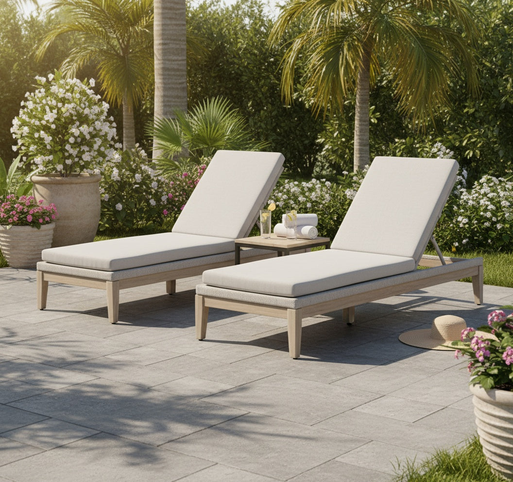 Loom Outdoor Chaise Lounge for Patio Teak Wood & Rope-Outdoor Chaises-Essentials For Living-LOOMLAN