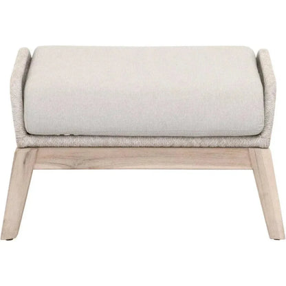 Loom Outdoor Footstool Rope Wood Frame-Outdoor Ottomans-Essentials For Living-LOOMLAN