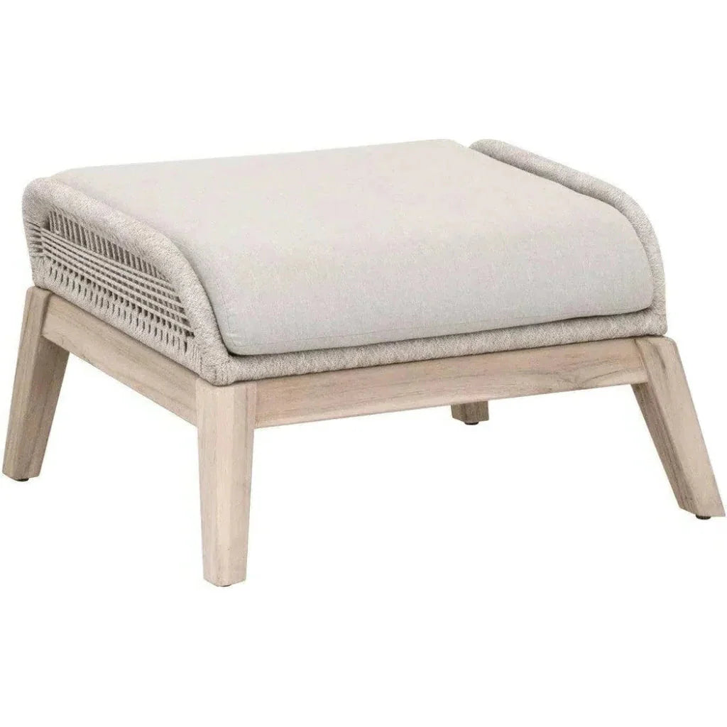 Loom Outdoor Footstool Rope Wood Frame-Outdoor Ottomans-Essentials For Living-LOOMLAN