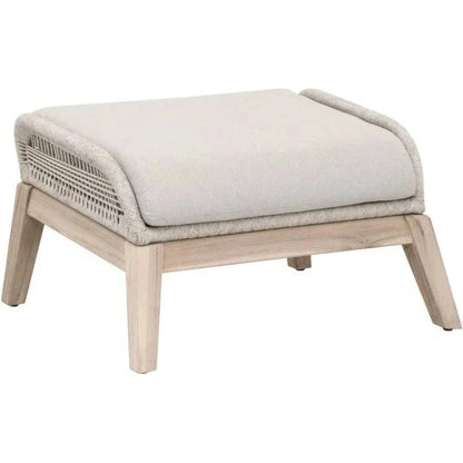 Loom Outdoor Footstool Rope Wood Frame-Outdoor Ottomans-Essentials For Living-LOOMLAN