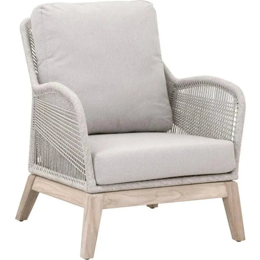 Loom Outdoor Rope Club Chair Gray Teak Wood-Outdoor Lounge Chairs-Essentials For Living-LOOMLAN