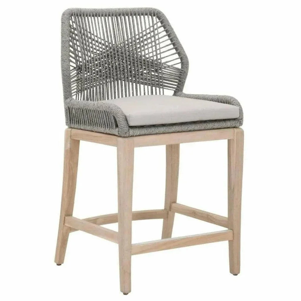 Loom Outdoor Rope Counter Stool Platinum Rope Wood-Outdoor Counter Stools-Essentials For Living-LOOMLAN