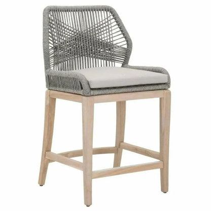 Loom Outdoor Rope Counter Stool Platinum Rope Wood-Outdoor Counter Stools-Essentials For Living-LOOMLAN
