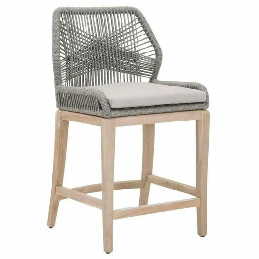 Loom Outdoor Rope Counter Stool Platinum Rope Wood-Outdoor Counter Stools-Essentials For Living-LOOMLAN