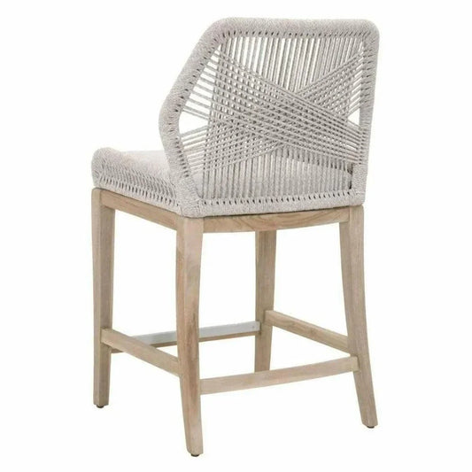 Loom Outdoor Rope Counter Stool Taupe Flat Rope Wood-Outdoor Counter Stools-Essentials For Living-LOOMLAN