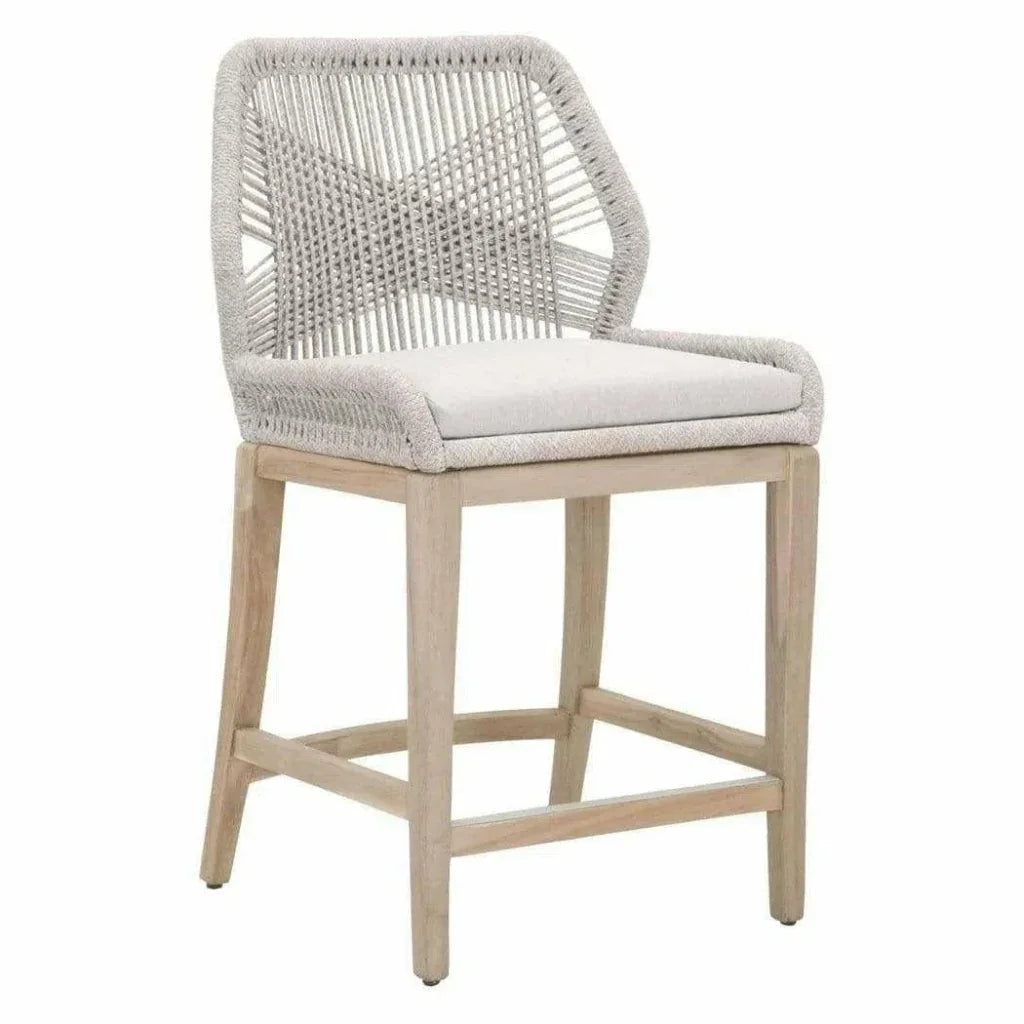 Loom Outdoor Rope Counter Stool Taupe Flat Rope Wood-Outdoor Counter Stools-Essentials For Living-LOOMLAN