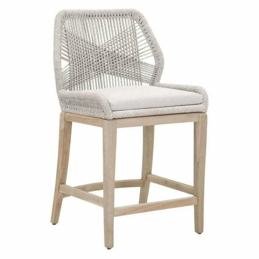 Loom Outdoor Rope Counter Stool Taupe Flat Rope Wood-Outdoor Counter Stools-Essentials For Living-LOOMLAN
