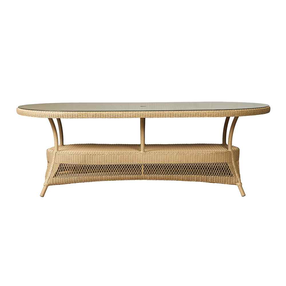Loom Oval Umbrella Outdoor Dining Table-Outdoor Dining Tables-Lloyd Flanders-LOOMLAN