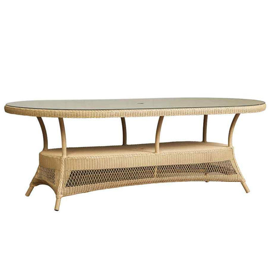 Loom Oval Umbrella Outdoor Dining Table-Outdoor Dining Tables-Lloyd Flanders-LOOMLAN