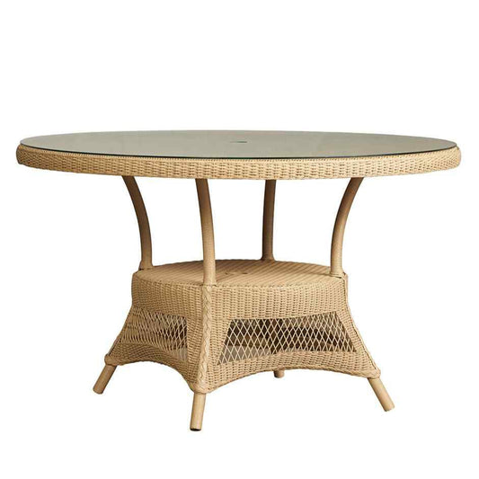 Loom Round Umbrella Outdoor Dining Table-Outdoor Dining Tables-Lloyd Flanders-LOOMLAN