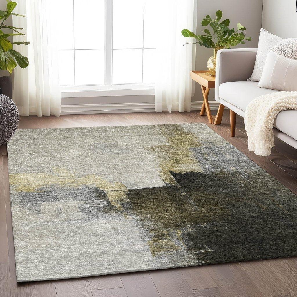 Looma Khaki Washable Indoor-Outdoor Rug-Outdoor Rugs-LOOMLAN Rugs-LOOMLAN