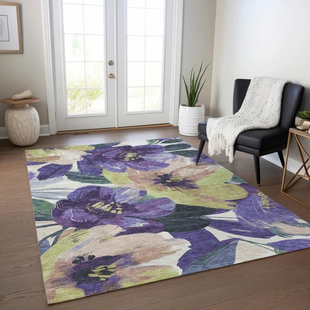 Loomara Purple Washable Indoor - Outdoor Rug - LOOMLAN - LOOMLAN Rugs - Outdoor Rugs