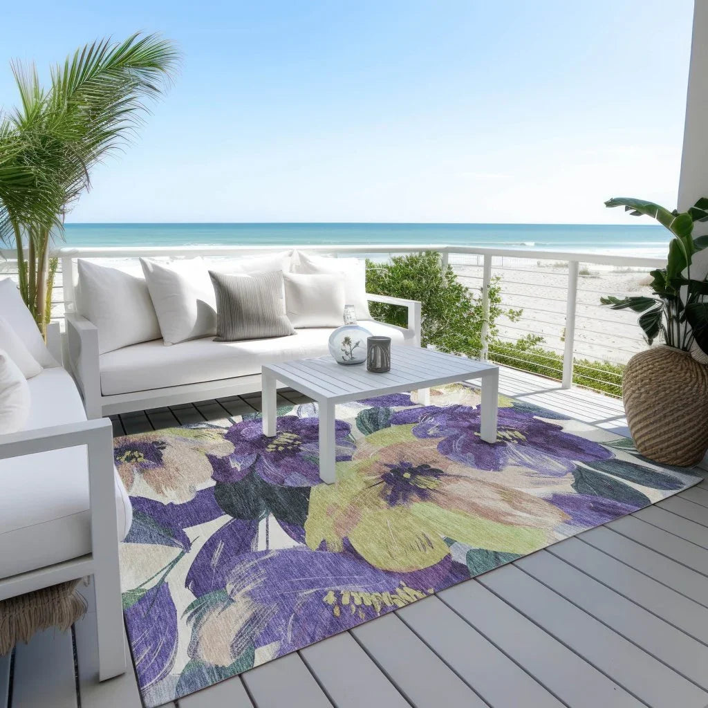 Loomara Purple Washable Indoor - Outdoor Rug - LOOMLAN - LOOMLAN Rugs - Outdoor Rugs
