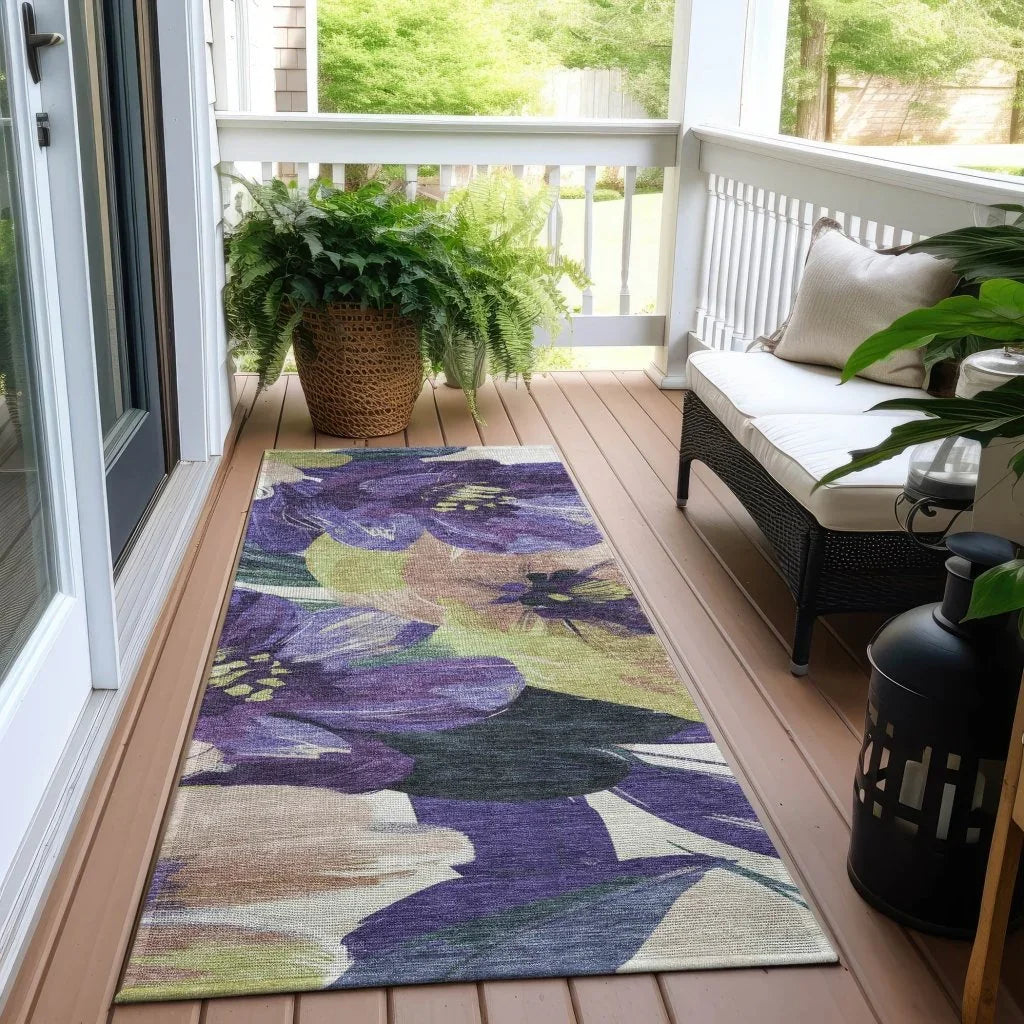 Loomara Purple Washable Indoor - Outdoor Rug - LOOMLAN - LOOMLAN Rugs - Outdoor Rugs