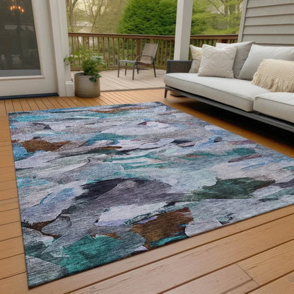 Loomari Blue Washable Indoor-Outdoor Rug-Outdoor Rugs-LOOMLAN Rugs-LOOMLAN