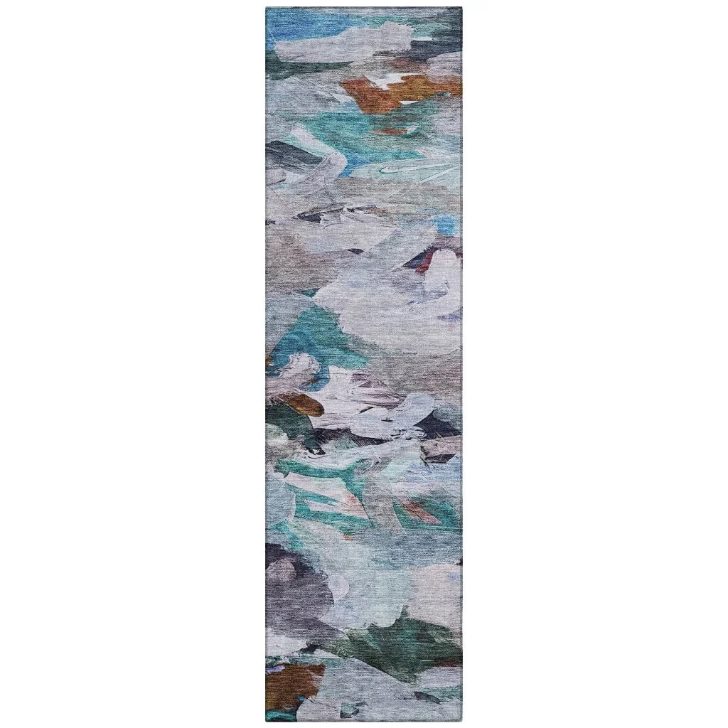 Loomari Blue Washable Indoor-Outdoor Rug-Outdoor Rugs-LOOMLAN Rugs-2'3" x 7'6"-LOOMLAN