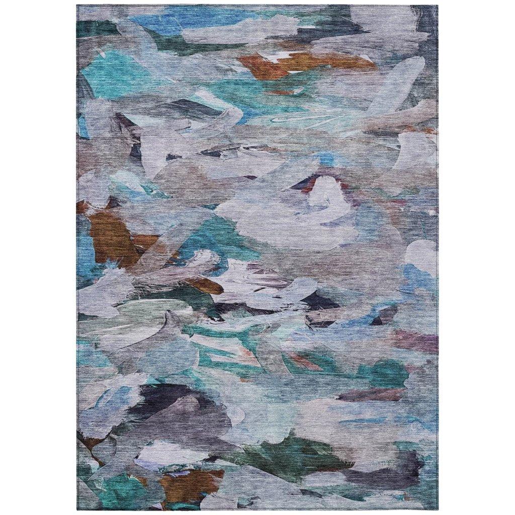 Loomari Blue Washable Indoor-Outdoor Rug-Outdoor Rugs-LOOMLAN Rugs-2'6" x 3'10"-LOOMLAN