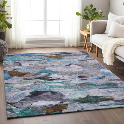 Loomari Blue Washable Indoor-Outdoor Rug-Outdoor Rugs-LOOMLAN Rugs-LOOMLAN