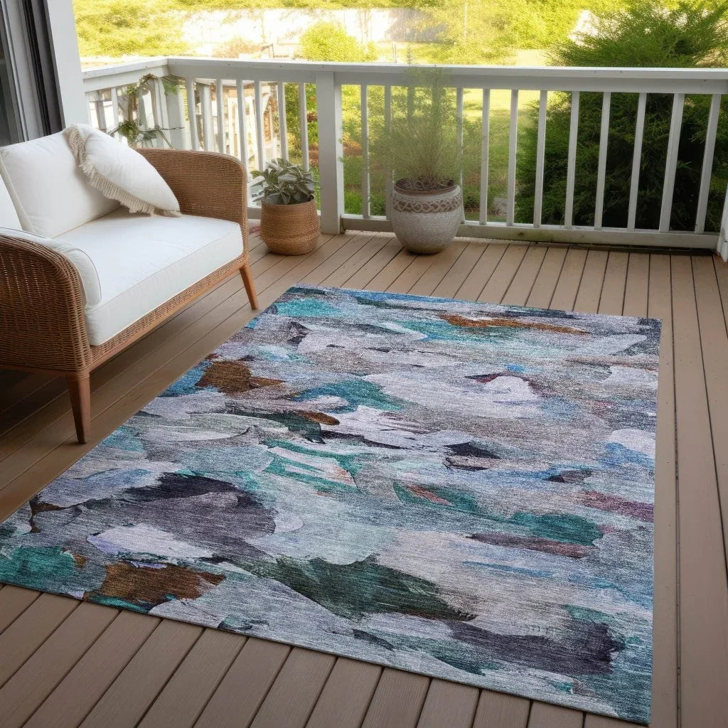 Loomari Blue Washable Indoor-Outdoor Rug-Outdoor Rugs-LOOMLAN Rugs-LOOMLAN