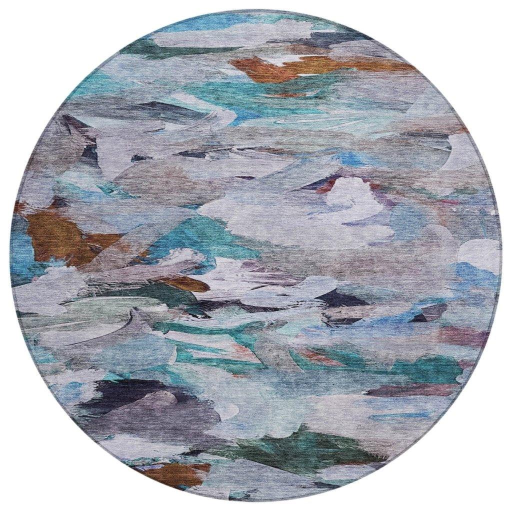 Loomari Blue Washable Indoor-Outdoor Rug-Outdoor Rugs-LOOMLAN Rugs-8' x 8'-LOOMLAN