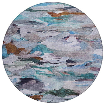 Loomari Blue Washable Indoor-Outdoor Rug-Outdoor Rugs-LOOMLAN Rugs-8' x 8'-LOOMLAN