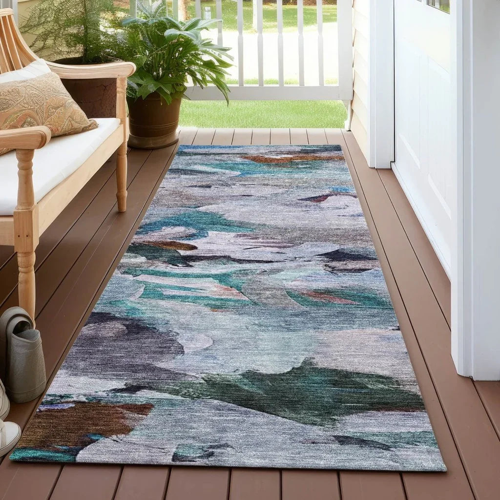 Loomari Blue Washable Indoor-Outdoor Rug-Outdoor Rugs-LOOMLAN Rugs-LOOMLAN