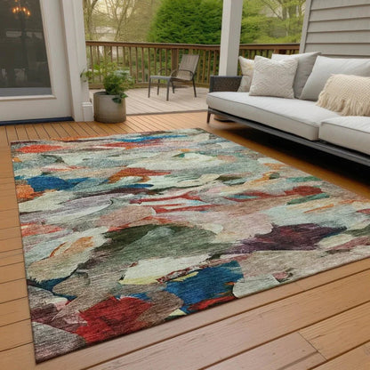 Loomari Green Washable Indoor-Outdoor Rug-Outdoor Rugs-LOOMLAN Rugs-LOOMLAN