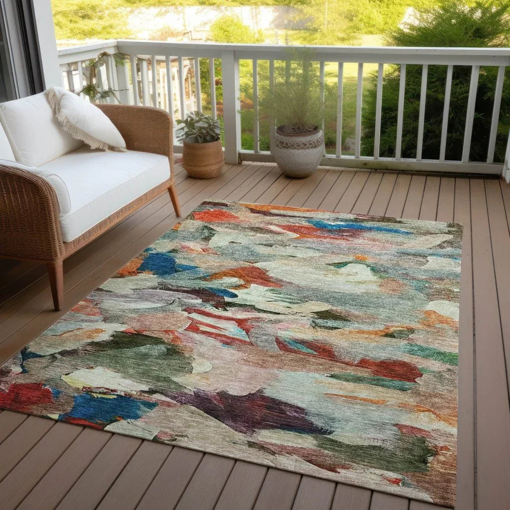 Loomari Green Washable Indoor-Outdoor Rug-Outdoor Rugs-LOOMLAN Rugs-LOOMLAN