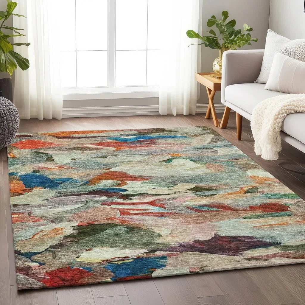 Loomari Green Washable Indoor-Outdoor Rug-Outdoor Rugs-LOOMLAN Rugs-LOOMLAN