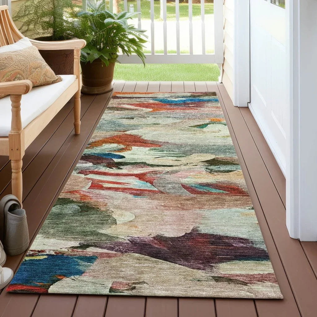 Loomari Green Washable Indoor-Outdoor Rug-Outdoor Rugs-LOOMLAN Rugs-LOOMLAN