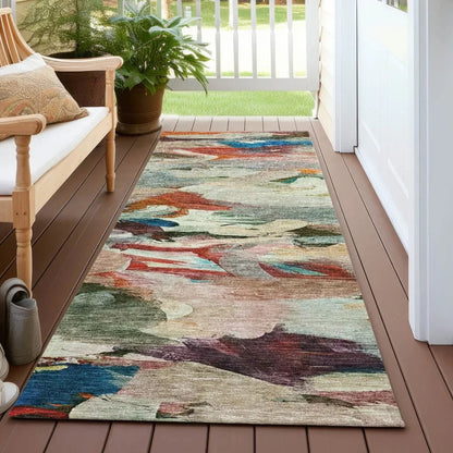 Loomari Green Washable Indoor-Outdoor Rug-Outdoor Rugs-LOOMLAN Rugs-LOOMLAN