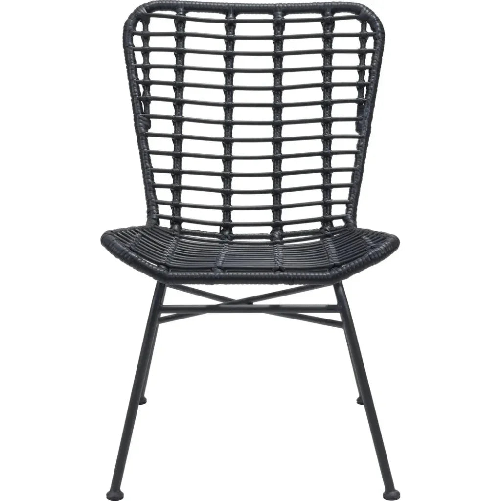 Lorena Dining Chair (Set of 2) Black-Outdoor Dining Chairs-Zuo Modern-LOOMLAN