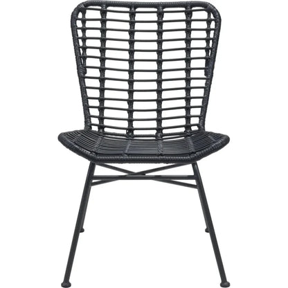 Lorena Dining Chair (Set of 2) Black-Outdoor Dining Chairs-Zuo Modern-LOOMLAN