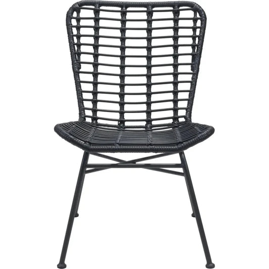 Lorena Dining Chair (Set of 2) Black-Outdoor Dining Chairs-Zuo Modern-LOOMLAN