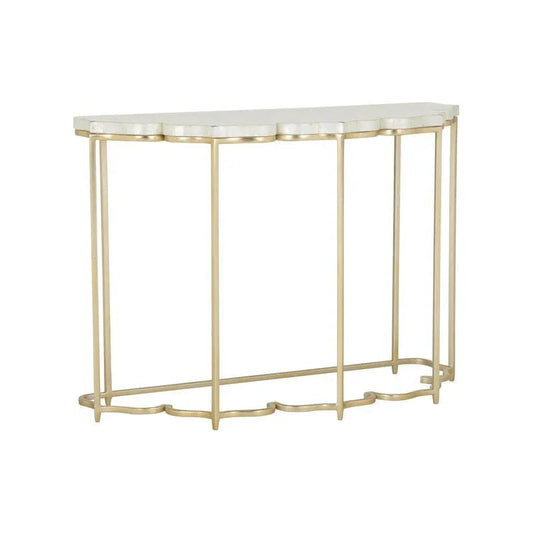 Lotus Flower Metalic Gold Based Console Table - LOOMLAN - Chelsea House - Console Tables