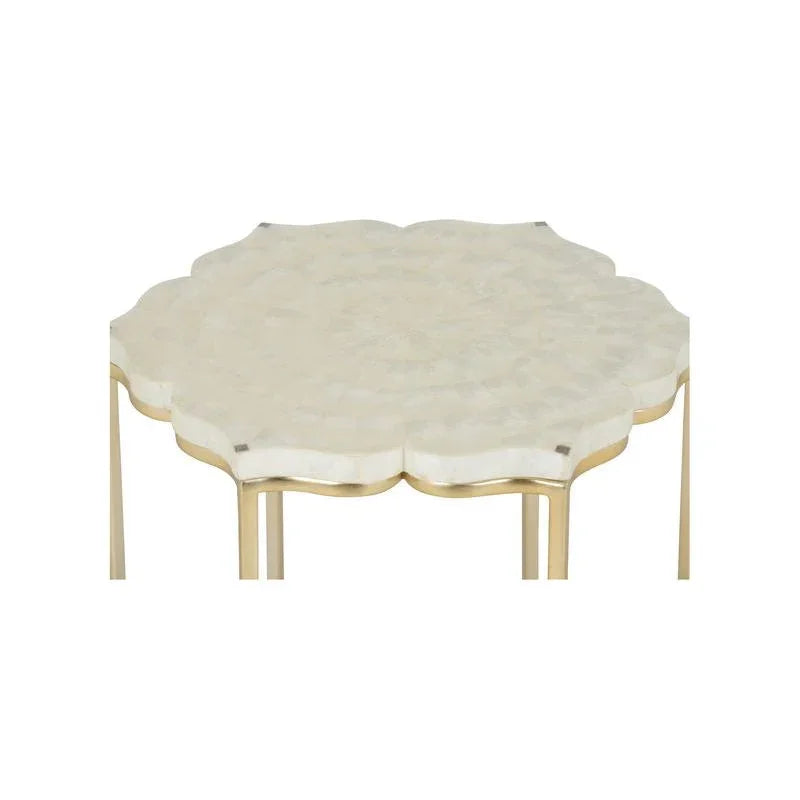 Lotus Flower Metalic Gold Based Side Table - LOOMLAN - Chelsea House - Side Tables