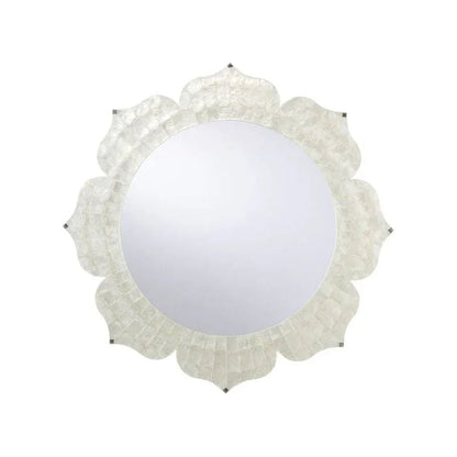 Lotus Flower Shaped White Wall Mirror - LOOMLAN - Chelsea House - Wall Mirrors