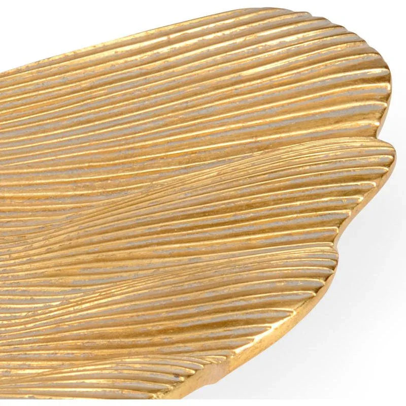 Lotus Leaf Antique Gold Finished Tray (Set of 3) - LOOMLAN - Chelsea House - Trays