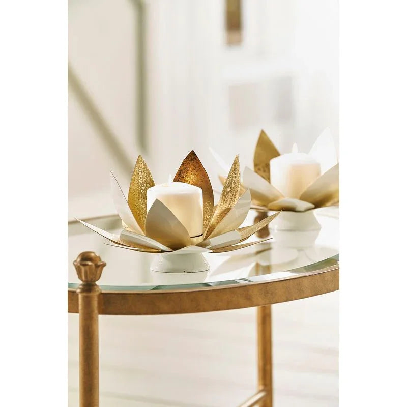 Lotus Steel Made Candleholders (Set Of 2) - LOOMLAN - Chelsea House - Candle Holders