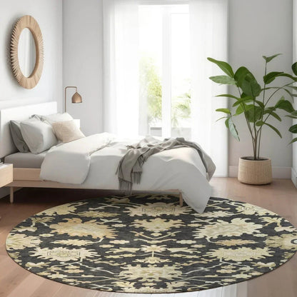 Louis Black Washable Indoor - Outdoor Rug - LOOMLAN - LOOMLAN Rugs - Outdoor Rugs