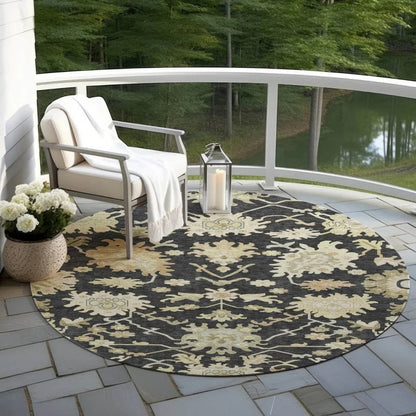 Louis Black Washable Indoor - Outdoor Rug - LOOMLAN - LOOMLAN Rugs - Outdoor Rugs